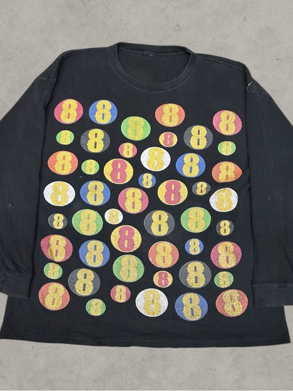 Gino Green Thermal Shirt Mens XL Black Y2K 2000s Grunge Mall Goth Skater 8 Ball
